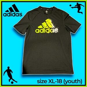ADIDAS gray & neon green climalite short sleeve TSHIRT size XL-18 (youth)